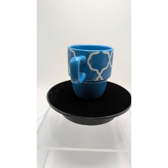 Crofton Stackable Blue White Geometric Pattern Coffee Mug 14 Fl Oz - Picture 12 of 15